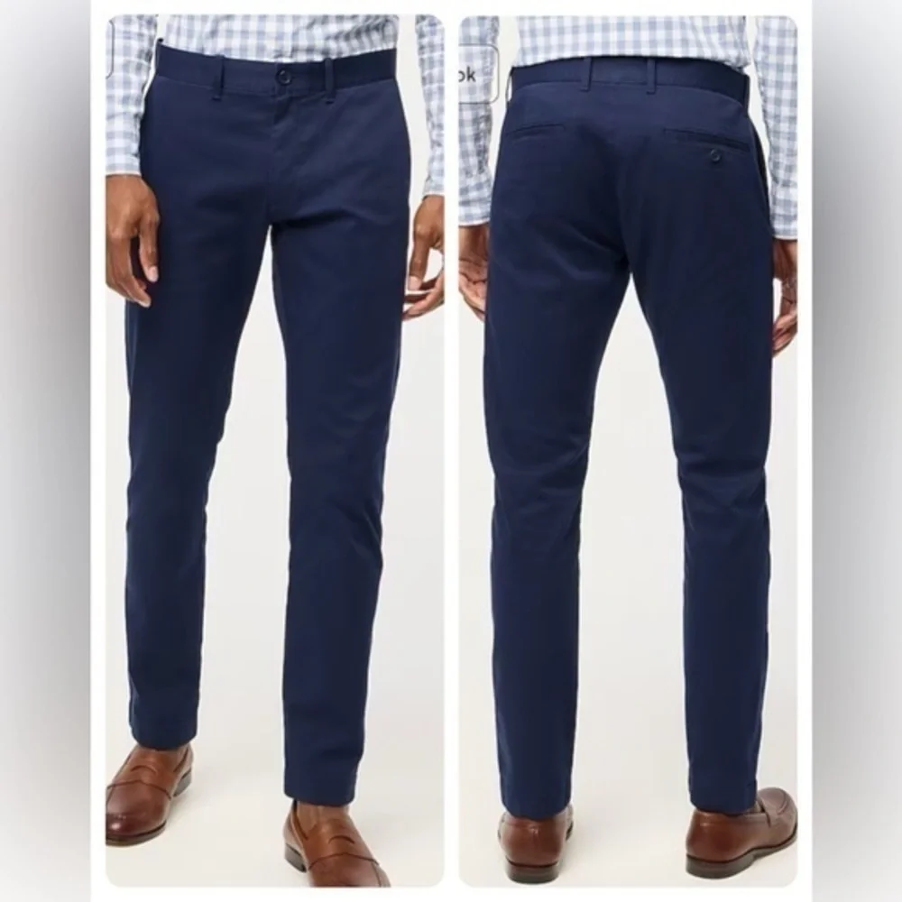 J Crew Straight Leg Flat Front Cuffed Chino Pants Navy Blue 36 NWT
